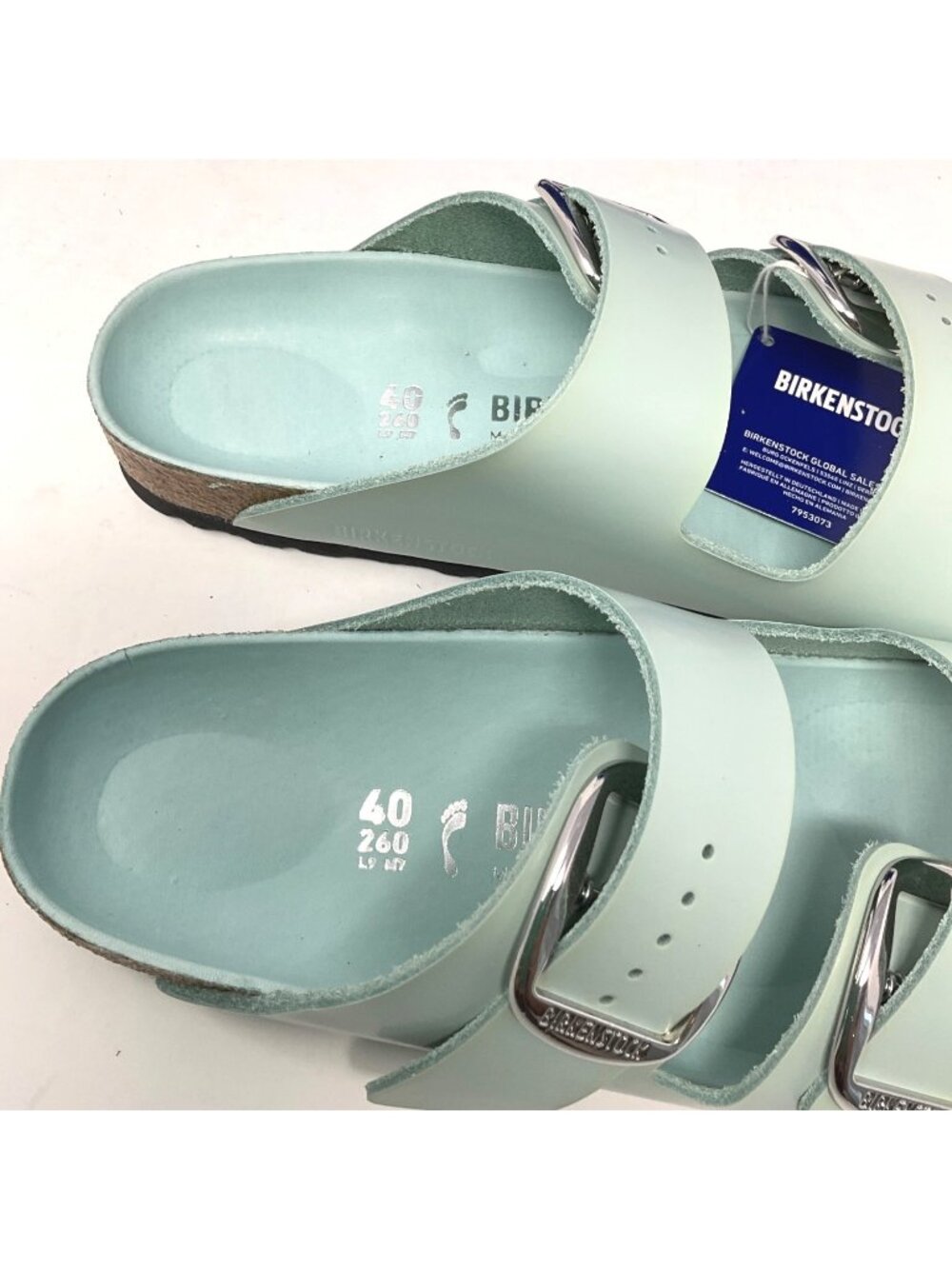 Birkenstock Arizona Big Buckle Surf Green Natural Leather Sandals Womens EU 40 - Picture 8 of 8